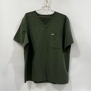 Figs Men's Size XL Leon Scrub Top Two Pocket Po# 3075 Green Shade Short Sleeve